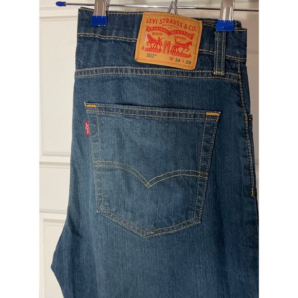 Levis 502 Red Tab Taper Waterless Medium Wash men's Jeans W34 L29 - Picture 2 of 5